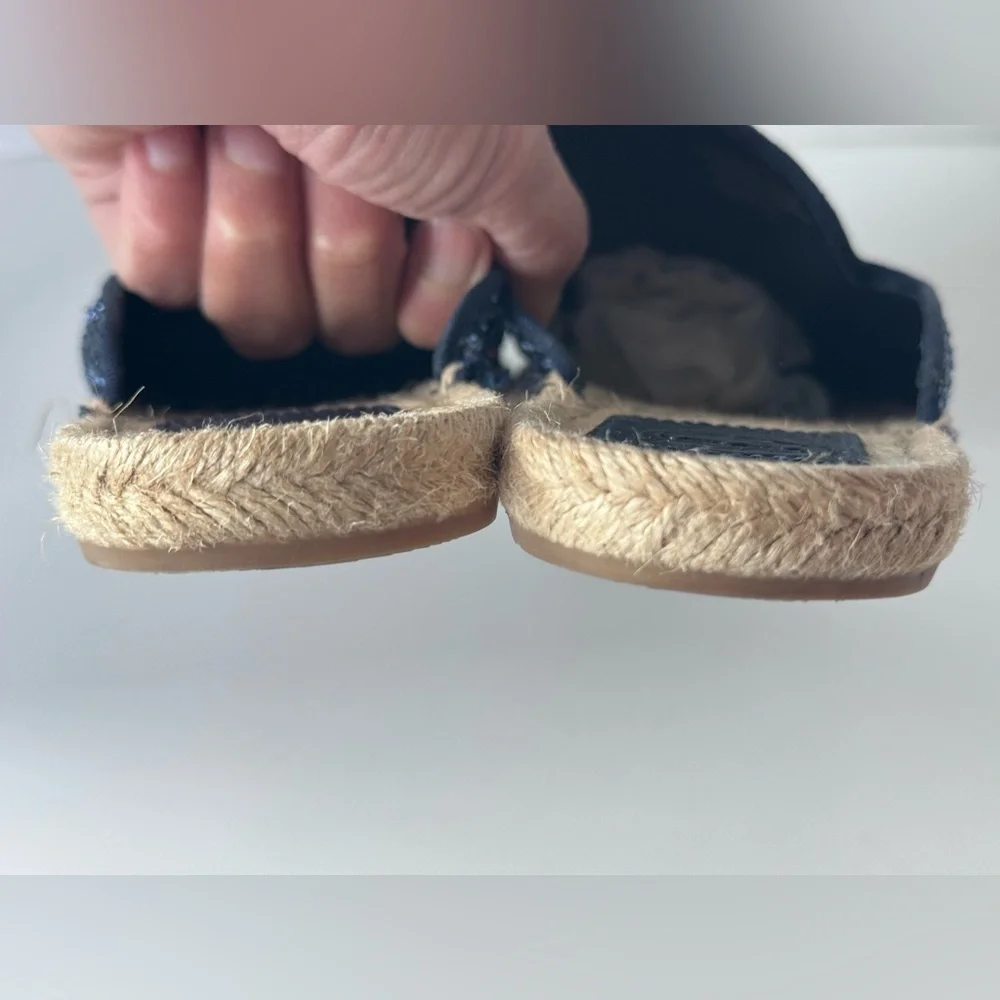Tory Burch Max Glitter Espadrille Slides Shoes Women’s Size 8